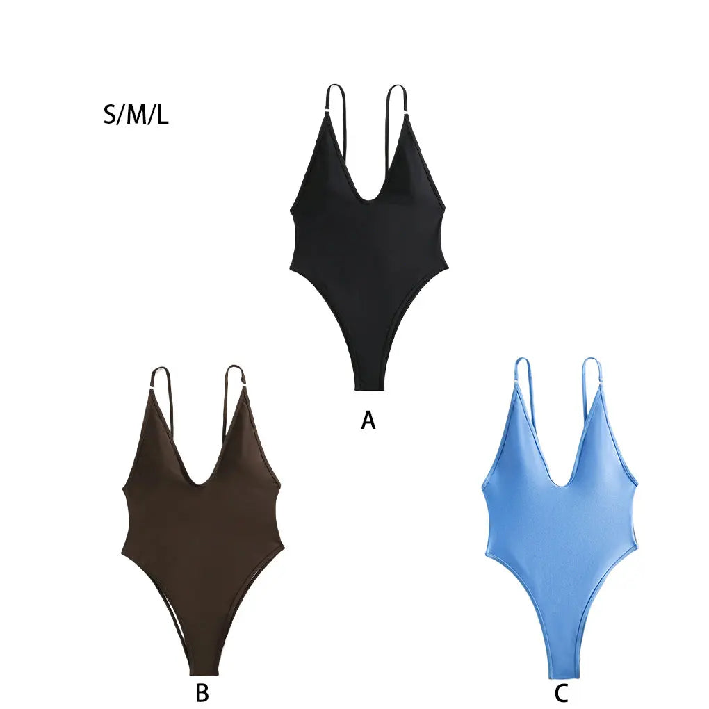 Sleeveless Bodysuit Deep V Swimsuit - Love Island Vibes